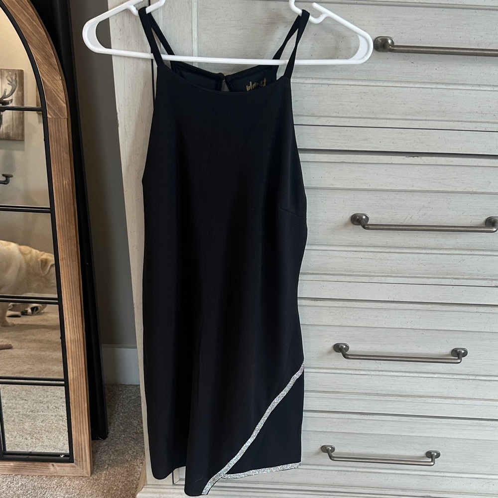 Planet Gold Black Mini Dress with Silver Trim